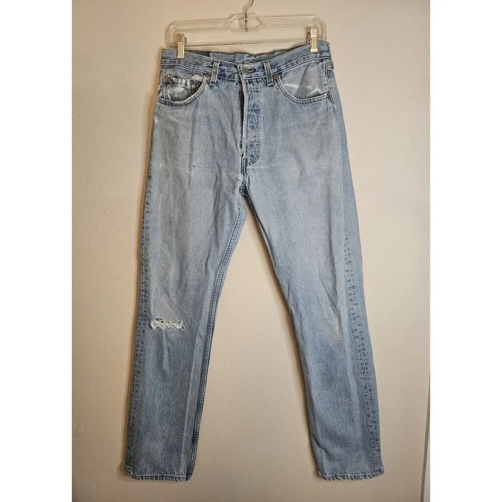 Vintage 90's Levi’s 501-0193 Light Wash Denim Jeans‎ button fly - Made in USA 96
